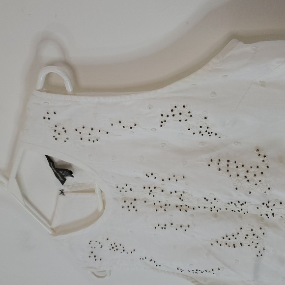 Tommy Bahama Beaded Ivory Ramie Tank Top Size Large Summer Resortwear Keyhole - Picture 2 of 11